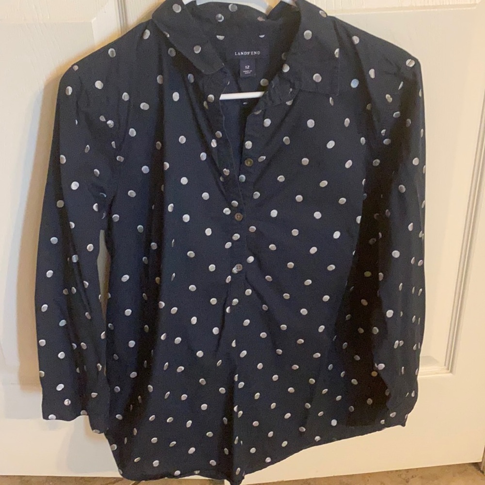 Land’s End long sleeve, navy, size 12 blouse